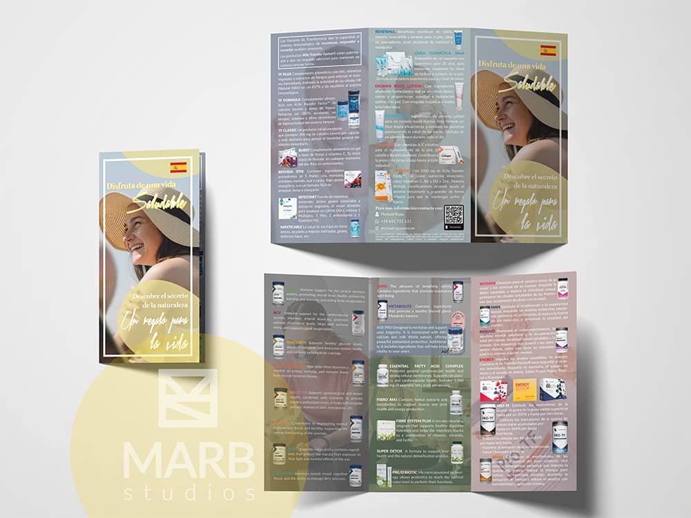 Trípticos de productos 4Life en formato tríptico